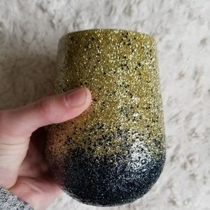 Ozark Trail Gold and Black Glittered Wine Glass